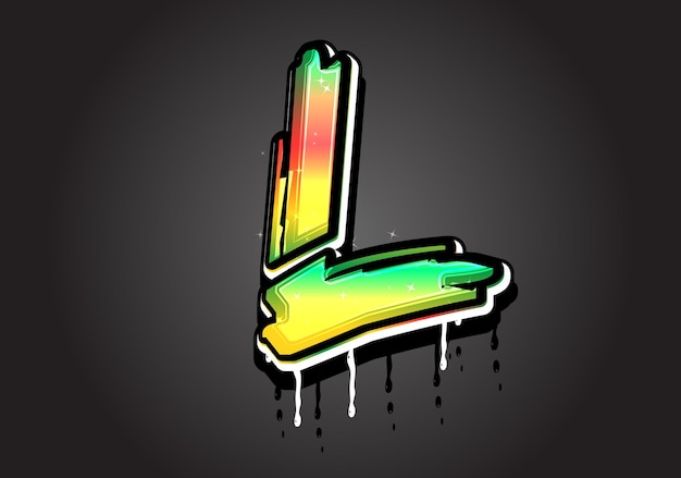 L brush letter with dripping vector illustration