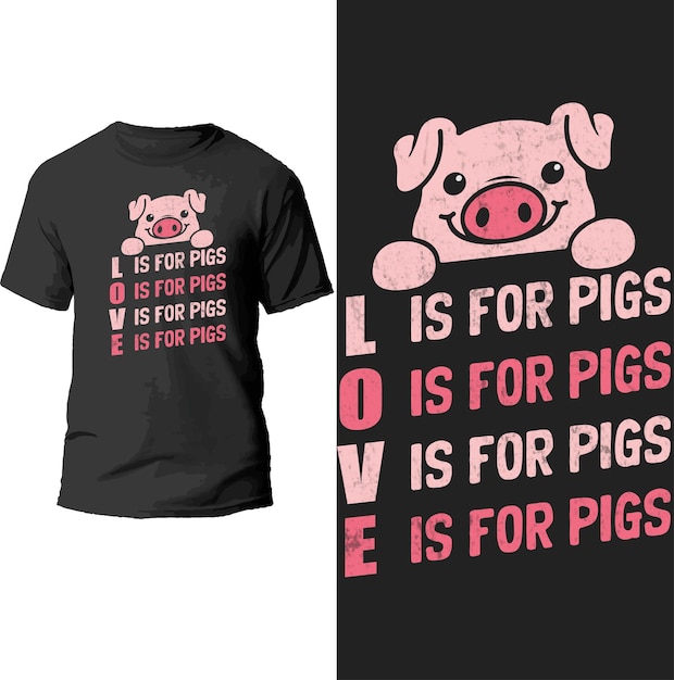 l は豚用です o は豚用です v は豚用です e は豚用です t シャツのデザイン。