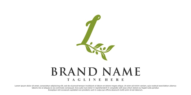 L latter logo design with nature beauty Premium Vector