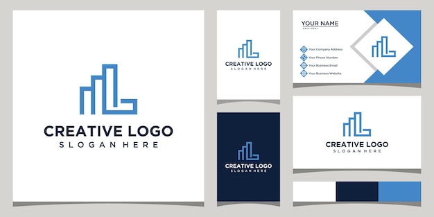 Шаблон логотипа с буквой L и графика с дизайном визитной карточки