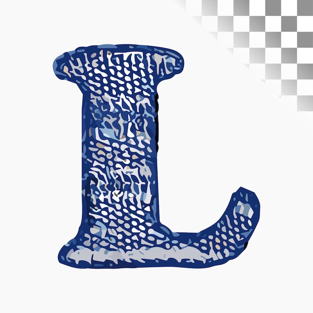 Vector l letter design stijlvol lettertype blauw borduurwerk alfabet