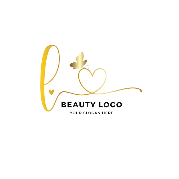 L Letter Initial logo design, Black and gold, Diamond logo, Gold glitter logo, Beauty, Boutique