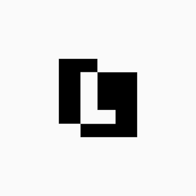 Illustrazione dell'icona del vettore del logo dello spazio negativo iniziale quadrato con segno di lettera l