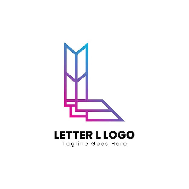 Iconica della lettera l logo gradiente di colore rosa e blu modello di progettazione arte vettoriale degli elementi