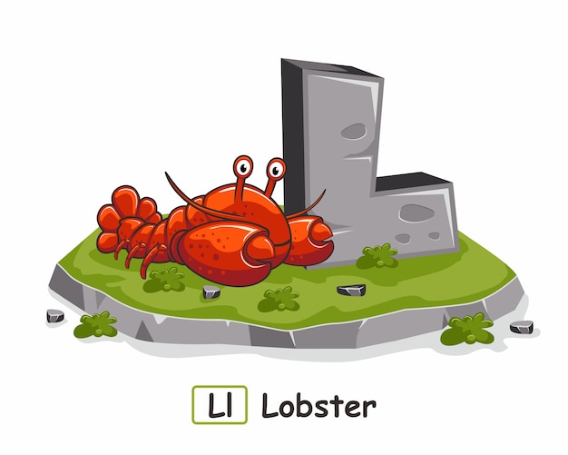 L for Lobster Animals Alphabet Rock Stone