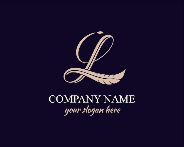 Vector l logo brief met veer voor schrijver blog krant persoonlijk monogram vector elegant logo letter l logo ontwerp letter l