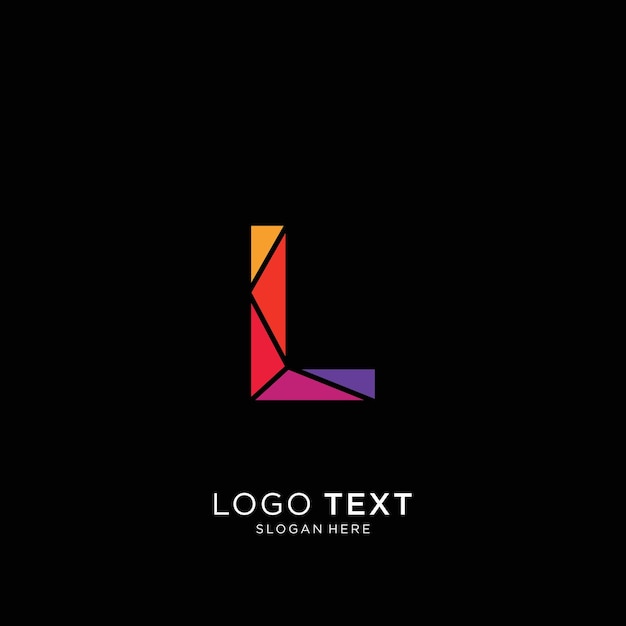 L logo technology colorfull on black background