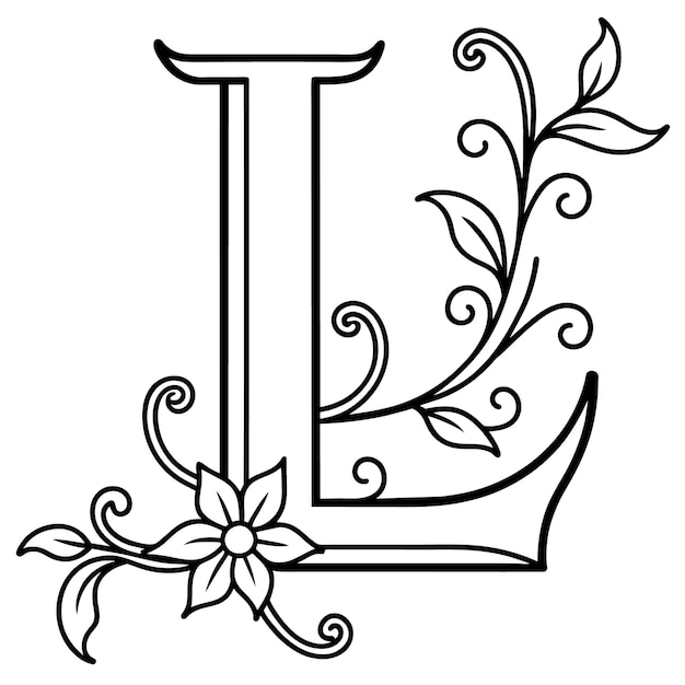L met de bloem L kleurpagina Alfabet L illustratie vector alfabet kind briefpagina