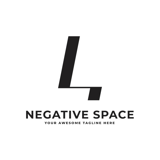 Vector l modern en cutting edge negatieve ruimte letter logo alfabet logomarks pictogram illustratie