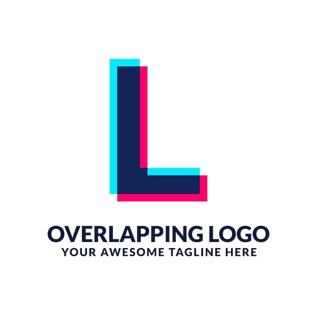 L Vibrant And Colorful Overlay Overlap Letter Logo Alphabet Icon Illustration