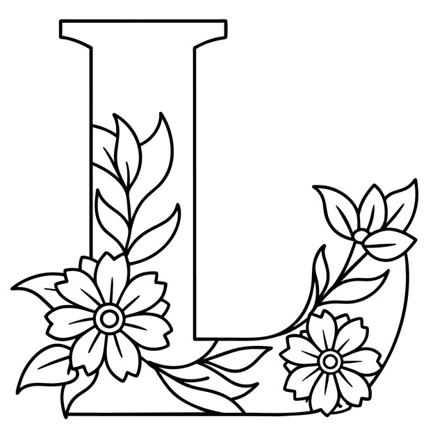 L with the flower L coloring page Alphabet L illustration vector alphabet child letter page