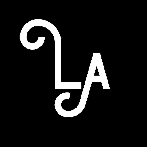 ベクトル l.a. ロゴのデザイン: 文字のイニシャル文字のアイコン抽象的な文字最小限のロゴデザインのテンプレート文字のデザイン黒い色のベクトルロゴ