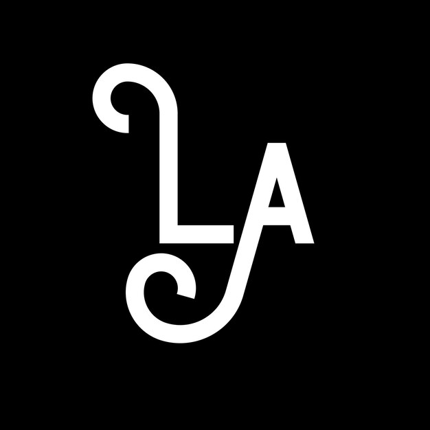 LA Logo Letter Design Первоначальные буквы LA логотип икона Абстрактная буква LA минимальный шаблон дизайна логотипа L Вектор дизайна букв с черными цветами la логотип