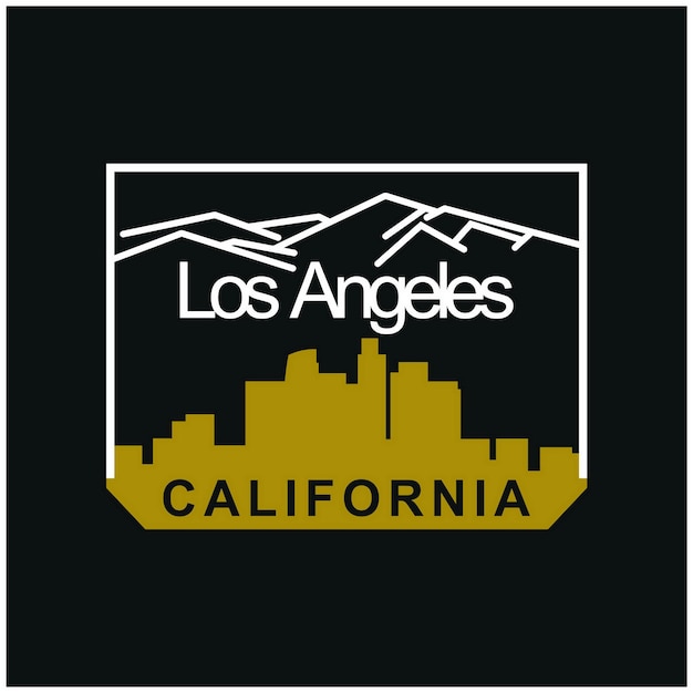 LA Los angeles schild logo skyline en typografie ontwerp in vectorillustratie
