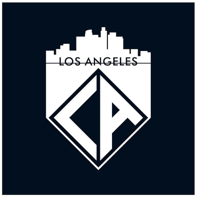 LA Los angeles schild logo skyline en typografie ontwerp in vectorillustratie