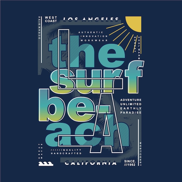 La the surf beach typography design for print t shirt graphic