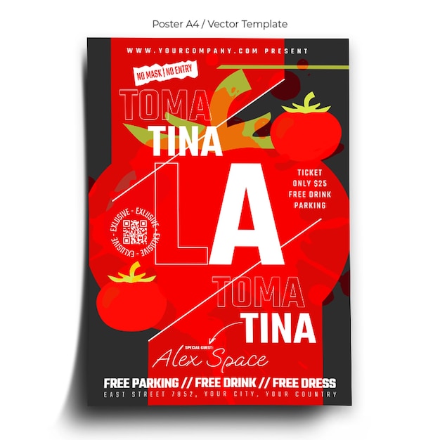 Vector la tomatina day poster template