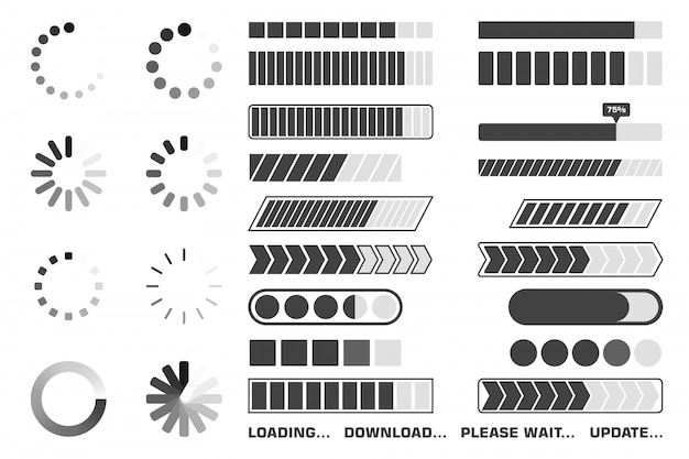 Vector laadproces pictogrammen instellen.