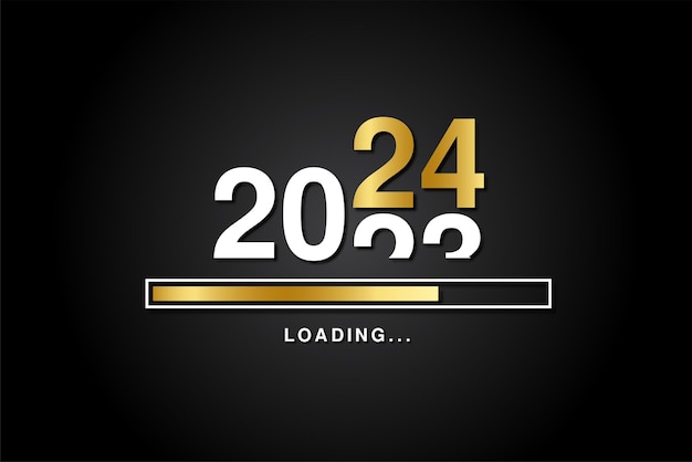 Laadproces voor het nieuwe jaar 2024 symbool van het nieuwe jaar 2024-feest