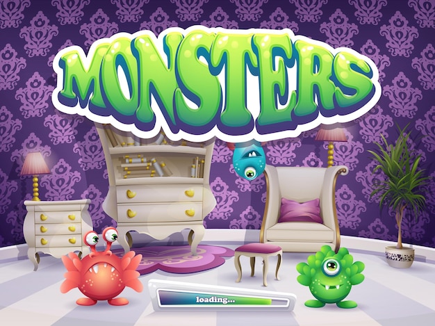 Laadscherm voor game monsters