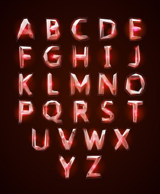 Laag poly cristal alfabet lettertype.