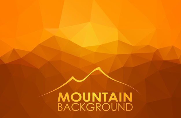 Laag poly driehoek geometrische achtergrond met bergketen over zonsondergang Vector illustratie