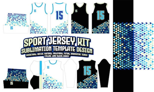 Laag Poly Jersey Kleding Sport Slijtage Sublimatie patroon Ontwerp 183 voor Voetbal Esport Basketbal Volleybal Badminton Futsal tshirt