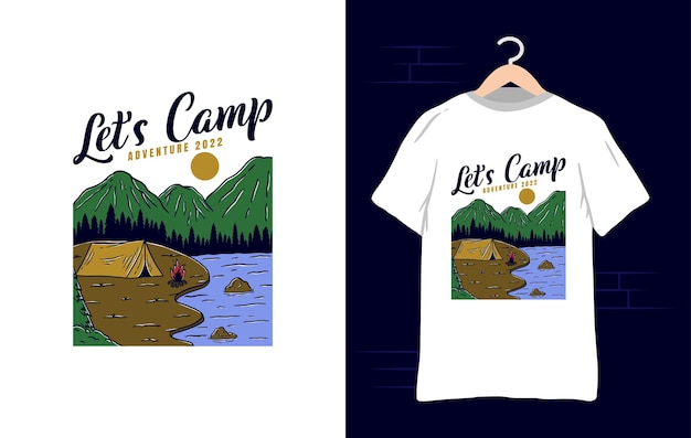 Laat camping tshirt afbeelding ontwerp