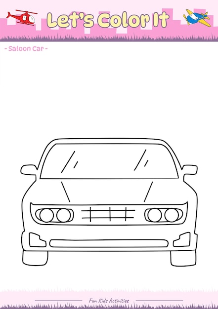 Laat het kleuren Saloon Car 3