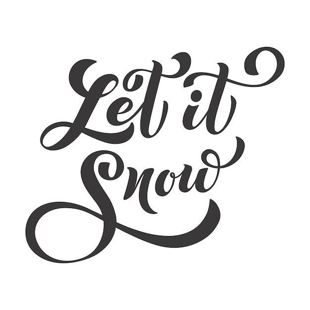 Vector laat het sneeuwen hand belettering kalligrafie. winterse groet. vector vakantie illustratie element. typografisch element voor spandoek, poster, gefeliciteerd.