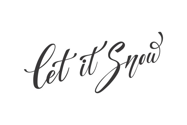 Laat het sneeuwen hand belettering kalligrafie. Winterse groet. Vector vakantie illustratie element. Typografisch element voor spandoek, poster, gefeliciteerd.