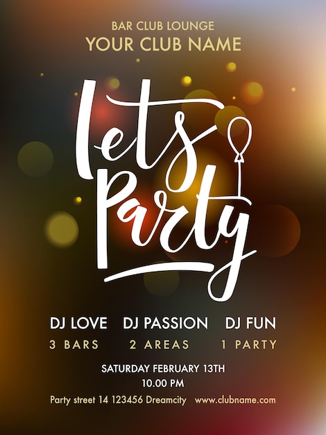 Laat partij belettering typografie Happy Valentines Day Party Flyer Party ontwerpsjabloon Fashion