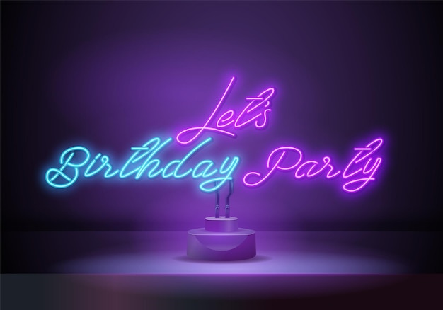 Laat verjaardagsfeestje Neon tekst Vector. Gelukkige verjaardag neon teken, ontwerpsjabloon, modern trend design, nacht neon uithangbord, nacht heldere reclame, lichte banner. vector illustratie