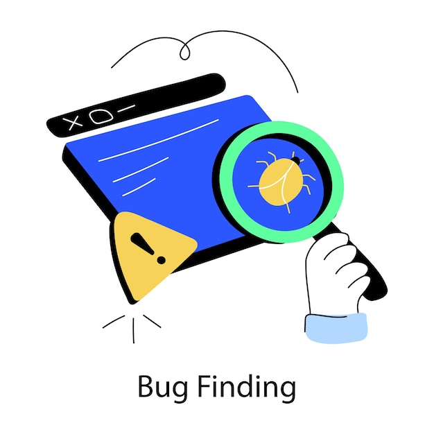 Laatste doodle mini-illustratie van het vinden van bugs