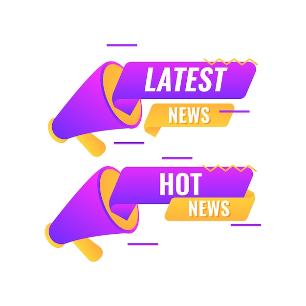 Laatste nieuws en hot news badge label bubble chat met megafoon