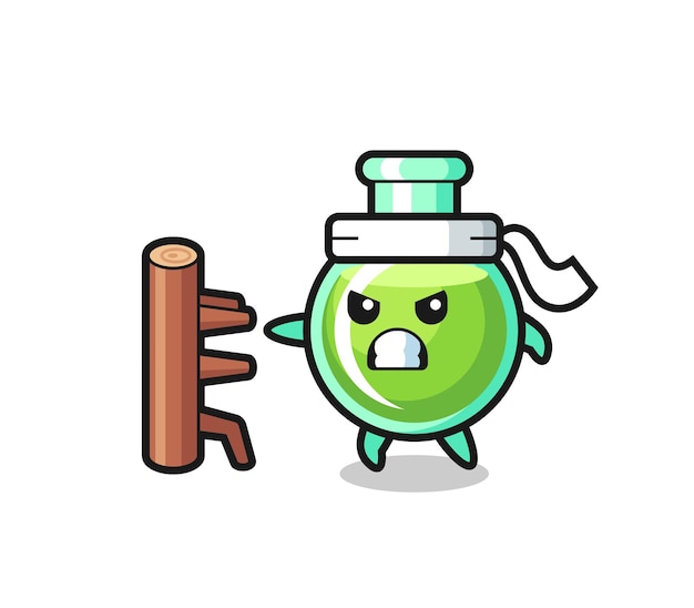 Lab beakers cartoon illustration as a karate fighter , cute style design for t shirt, sticker, logo element