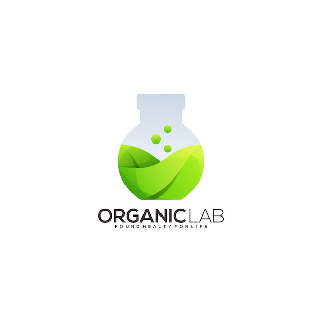 Lab bottle with leaf gradient logo