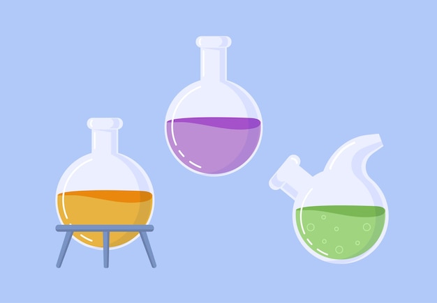ベクトル 研究室化学チューブは,研究室と化学実験をセットし,黄色緑と紫色の液体をテストします.