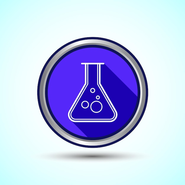 Lab Flask Icon Design Illustratie Chemische fles Icon Voor apps en websites Blauwe schaduw knop Design