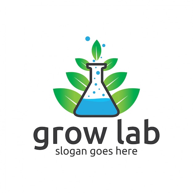 Lab and leaf logo illustration.