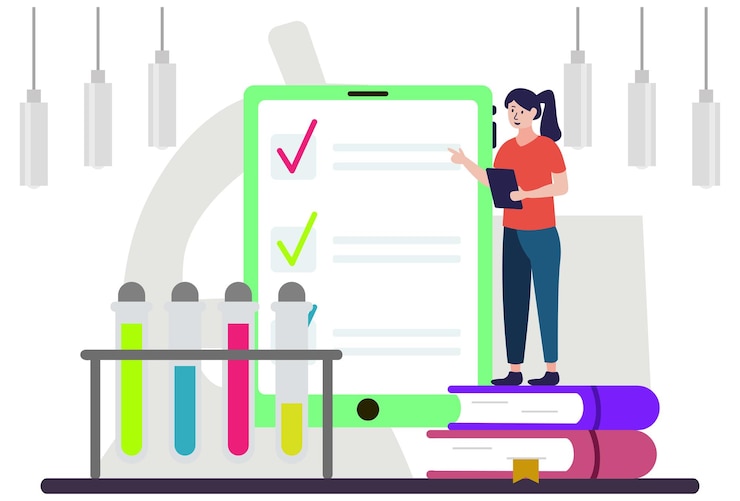 Vector lab report concept illustration stylish and beautiful