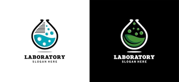 Лаборатория науки дизайн логотипа значок лаборатории со стеклянной капельной современной концепцией