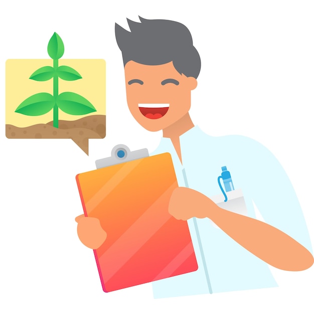 Vector lab scientist do experiment on plants icon vector