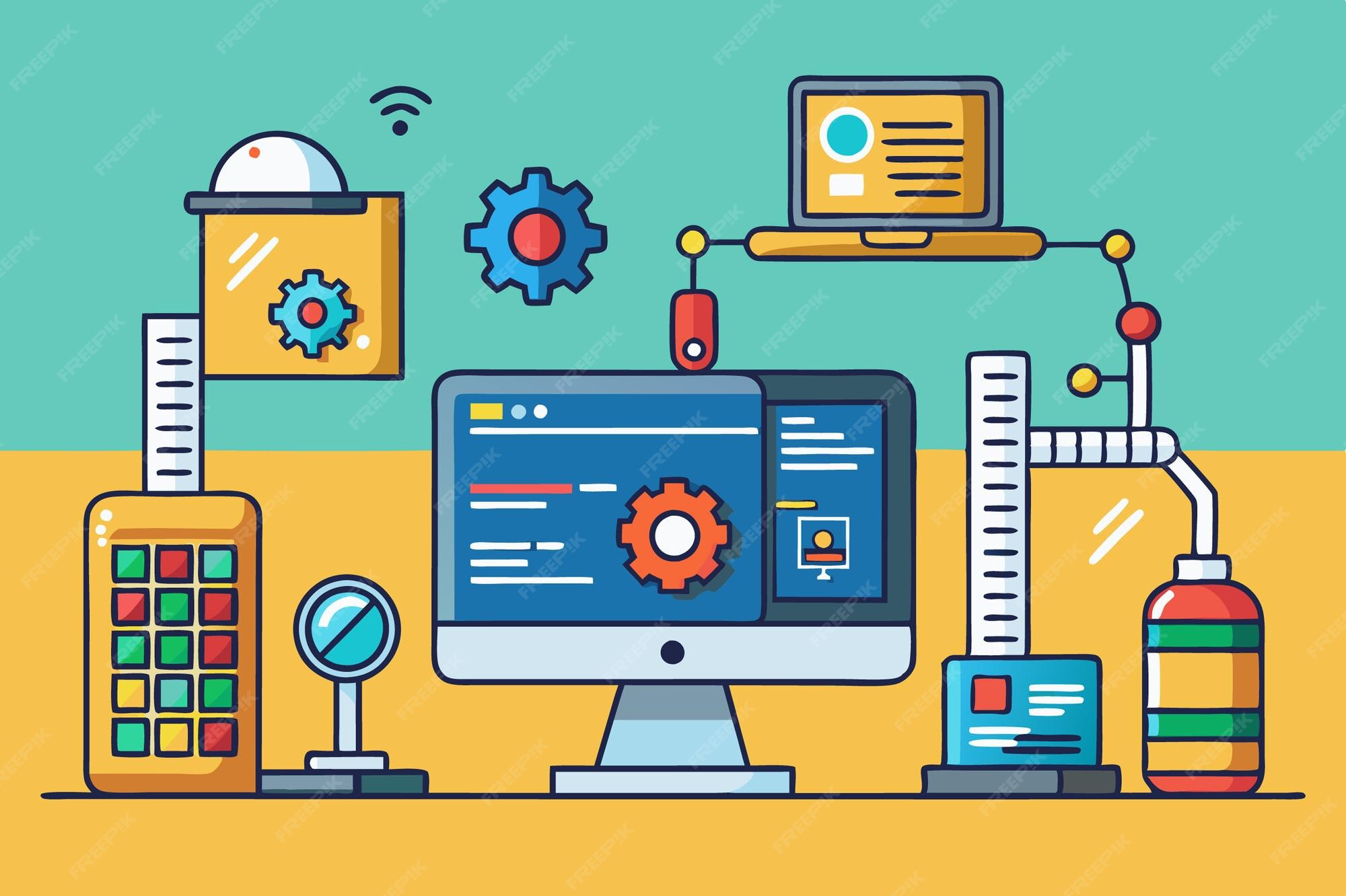 Premium Vector | Lab Space for Coding and Programming Exercises Vector ...