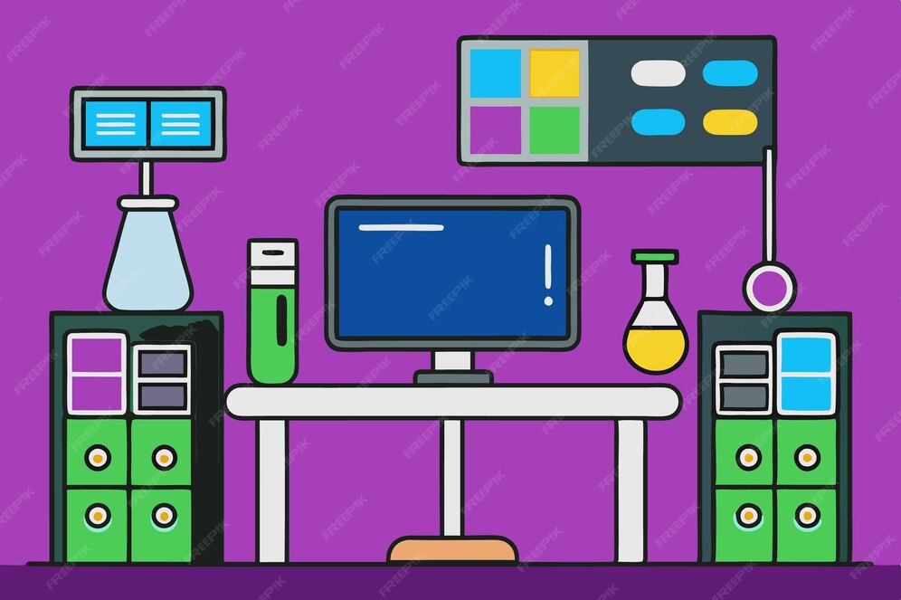 Lab Space for Coding and Programming Exercises Vector Illustration ...