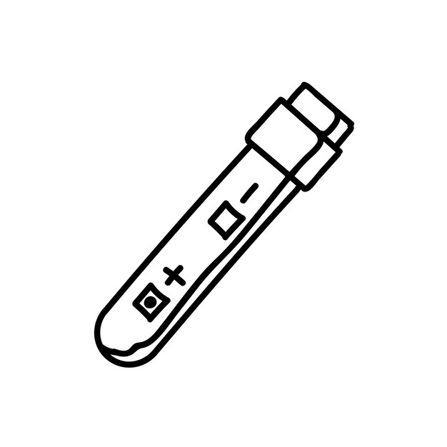 긍정적이고 부정적인 결과 손으로 그린 벡터 일러스트와 함께 실험실 테스트 튜브