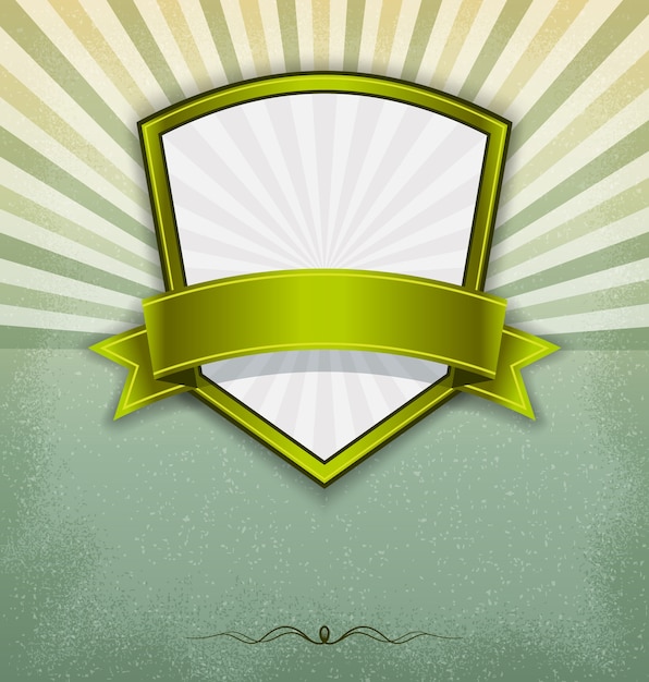 Vector label badge with sunburst background