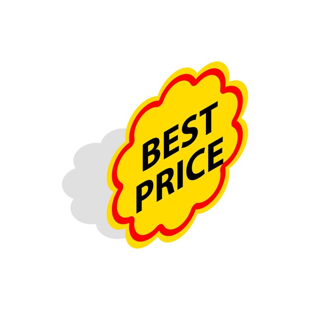 Иконка лучшей цены в изометрическом 3d стиле, выделенная на белом фоне Символ тега