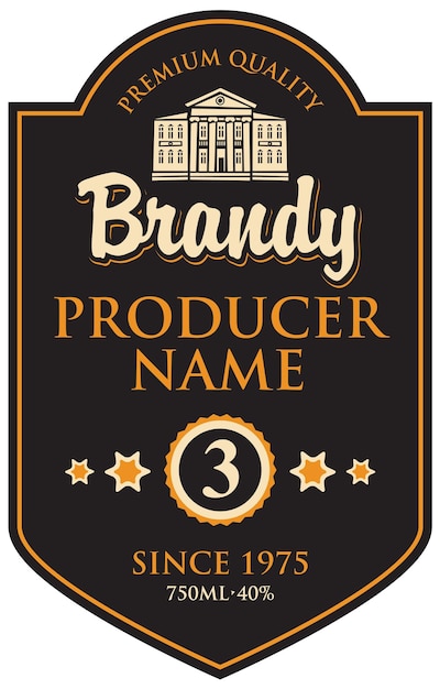 Vector label for bottle of brandy