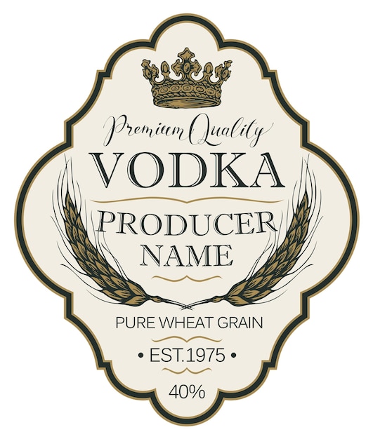 Label for bottle of vodka